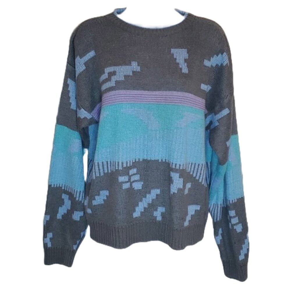 VTG 90's Saturdays Patterned Pastel Western Style Sweater SZ XL
